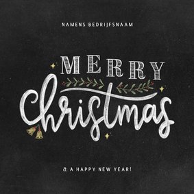 Zakelijke kerstkaart krijtbord typografie merry christmas