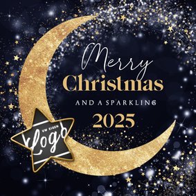 Zakelijke kerstkaart maan sterren glitters sparkling logo