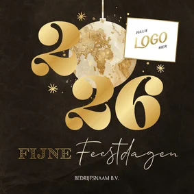 Zakelijke kerstkaart marmer wereldkaart 2026