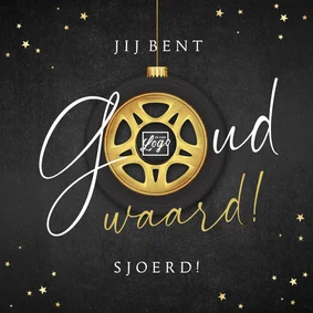 Zakelijke kerstkaart medewerker autovelg goud sterren