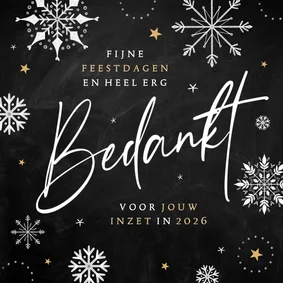 Zakelijke kerstkaart medewerkers bedankt sneeuw sterren foto