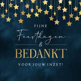 Zakelijke kerstkaart medewerkers bedankt sterren goud blauw