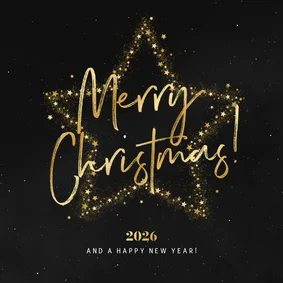 Zakelijke kerstkaart merry christmas goud ster 2027