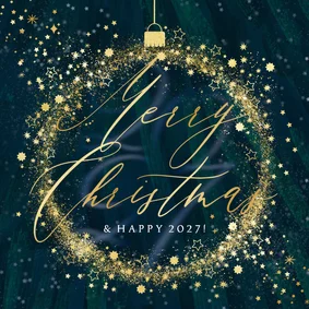 Zakelijke kerstkaart merry christmas kerstbal sterrenstof