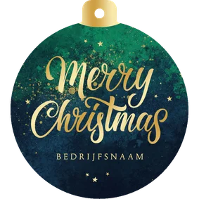 Zakelijke kerstkaart merry christmas kerstbal vorm goud