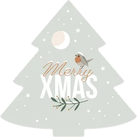 Zakelijke kerstkaart 'Merry XMAS' wintersfeer en roodborstje