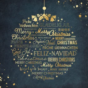 Zakelijke kerstkaart met kerstgroet in meerdere talen