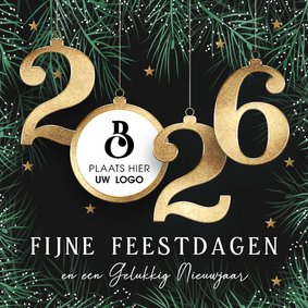 Zakelijke kerstkaart met logo en gouden 2026