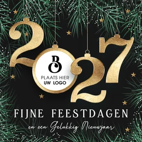 Zakelijke kerstkaart met logo en gouden 2027