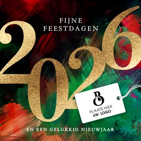 Zakelijke kerstkaart met logo in rood en groen