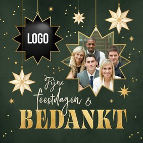 Zakelijke kerstkaart met sterren bedankt logo groen foto