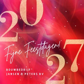 Zakelijke kerstkaart modern 2027 in rood met goud