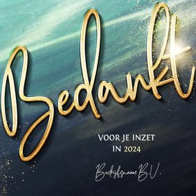 Zakelijke kerstkaart modern bedankt in goudlook