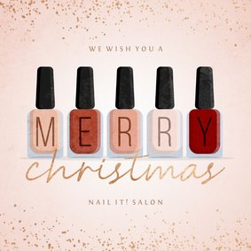 Zakelijke kerstkaart nagellak manicure pedicure met glitters
