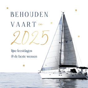 Zakelijke kerstkaart nautisch behouden vaart 2025 goud