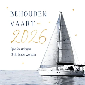 Zakelijke kerstkaart nautisch behouden vaart 2027 goud