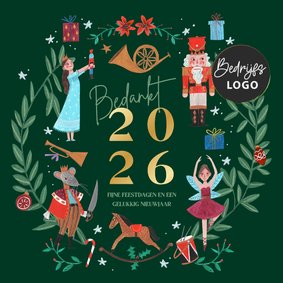 Zakelijke kerstkaart notenkraker kerstkrans