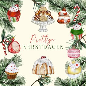 Zakelijke kerstkaart ornamenten taartjes