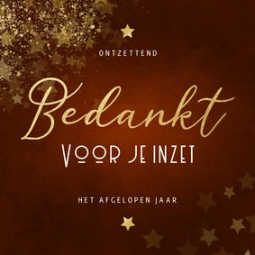 Zakelijke kerstkaart roestkleur bedankt met sterren