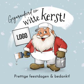 Zakelijke kerstkaart schilder grappig kerstman witte kerst