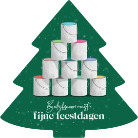 Zakelijke kerstkaart schildersbedrijf kerstboom verf sneeuw