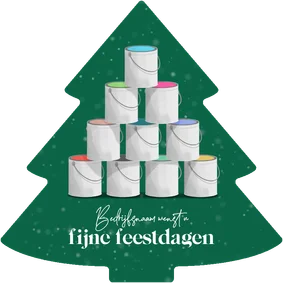 Zakelijke kerstkaart schildersbedrijf kerstboom verf sneeuw
