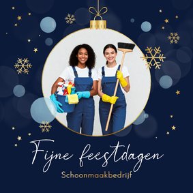 zakelijke kerstkaart schoonmaak kerstbal sneeuw belletjes