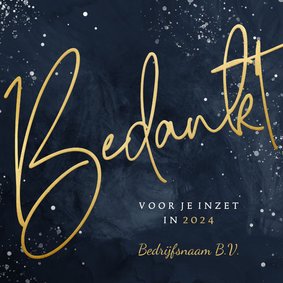 Zakelijke kerstkaart stijlvol bedankt in goudlook