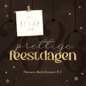 Zakelijke kerstkaart stijlvol gouden sneeuwvlokjes 2026