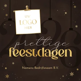 Zakelijke kerstkaart stijlvol gouden sneeuwvlokjes 2026