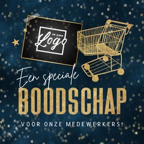 Zakelijke kerstkaart supermarkt medewerkers winkel sterren