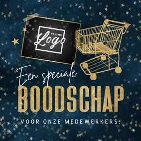 Zakelijke kerstkaart supermarkt medewerkers winkel sterren