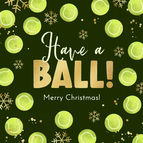 Zakelijke kerstkaart tennisvereniging tennisballen sneeuw