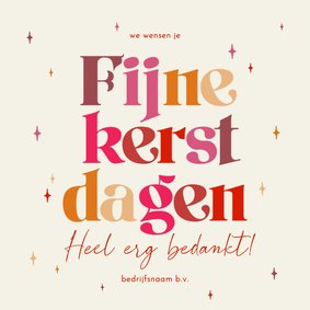 Zakelijke kerstkaart typografie kleurrijk bedankt sterren