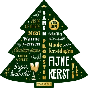 Zakelijke kerstkaart typografische kerstboom warme wensen