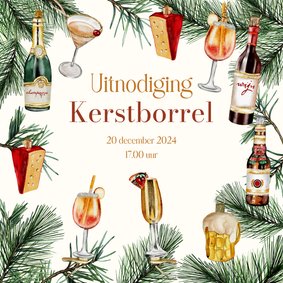 Zakelijke kerstkaart uitnodiging kerstborrel drankjes