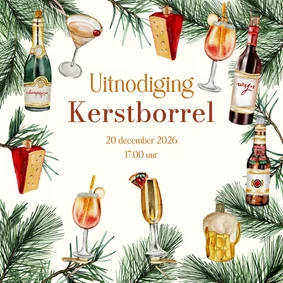 Zakelijke kerstkaart uitnodiging kerstborrel drankjes