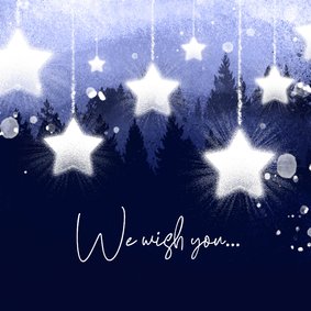 Zakelijke kerstkaart vallende sterren wens