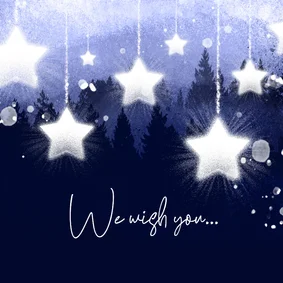 Zakelijke kerstkaart vallende sterren wens