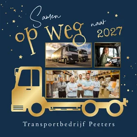 Zakelijke kerstkaart vrachtwagen transport foto's sterren