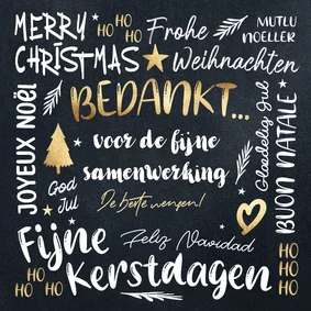 Zakelijke kerstkaart vrolijke teksten krijtbord