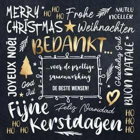Zakelijke kerstkaart vrolijke teksten krijtbord