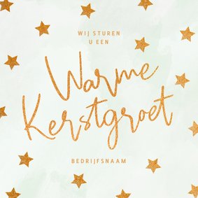 Zakelijke kerstkaart warme kerstgroet met sterren groen