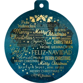 Zakelijke kerstkaart wereldbol kerstwens in diverse talen