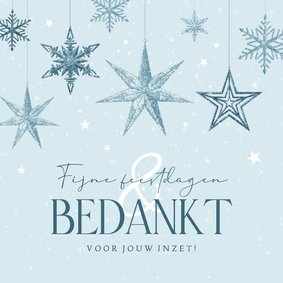 Zakelijke kerstkaart winter sneeuwsterren sneeuw bedankt