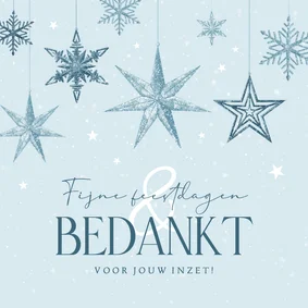 Zakelijke kerstkaart winter sneeuwsterren sneeuw bedankt