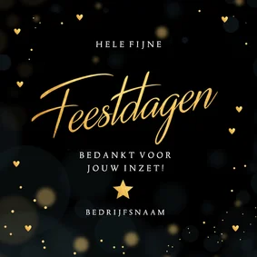 Zakelijke kerstkaart zwart Fijne Feestdagen goudlook