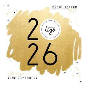 Zakelijke kerstkaart zwart wit goudlook sterren jaartal logo
