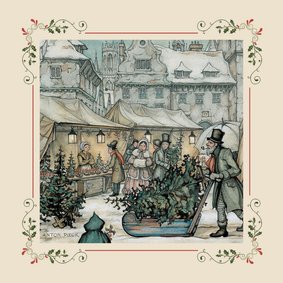 Zakelijke kerstkaarten - Anton Pieck kerstmarkt met kader