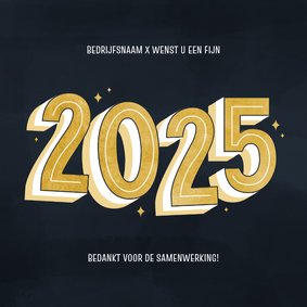 Zakelijke nieuwjaarskaart 2025 donkerblauw goud